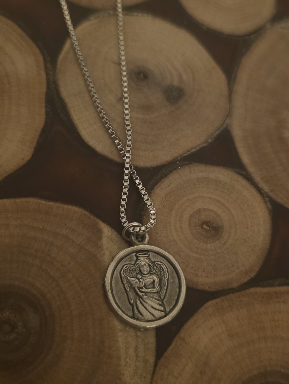 Silver Tone Angel Pendant Necklace - Silver
